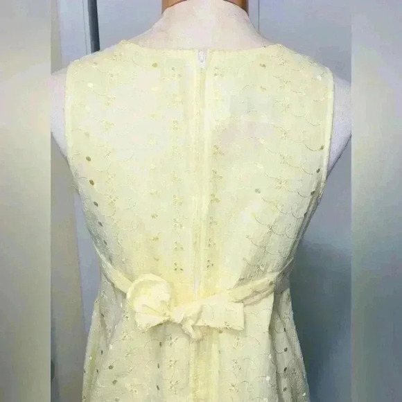 Ashley Ann Embroidered Eyelet Yellow Sundress Lined Tulle Hem Girls Size 14 1/2 - Picture 4 of 16